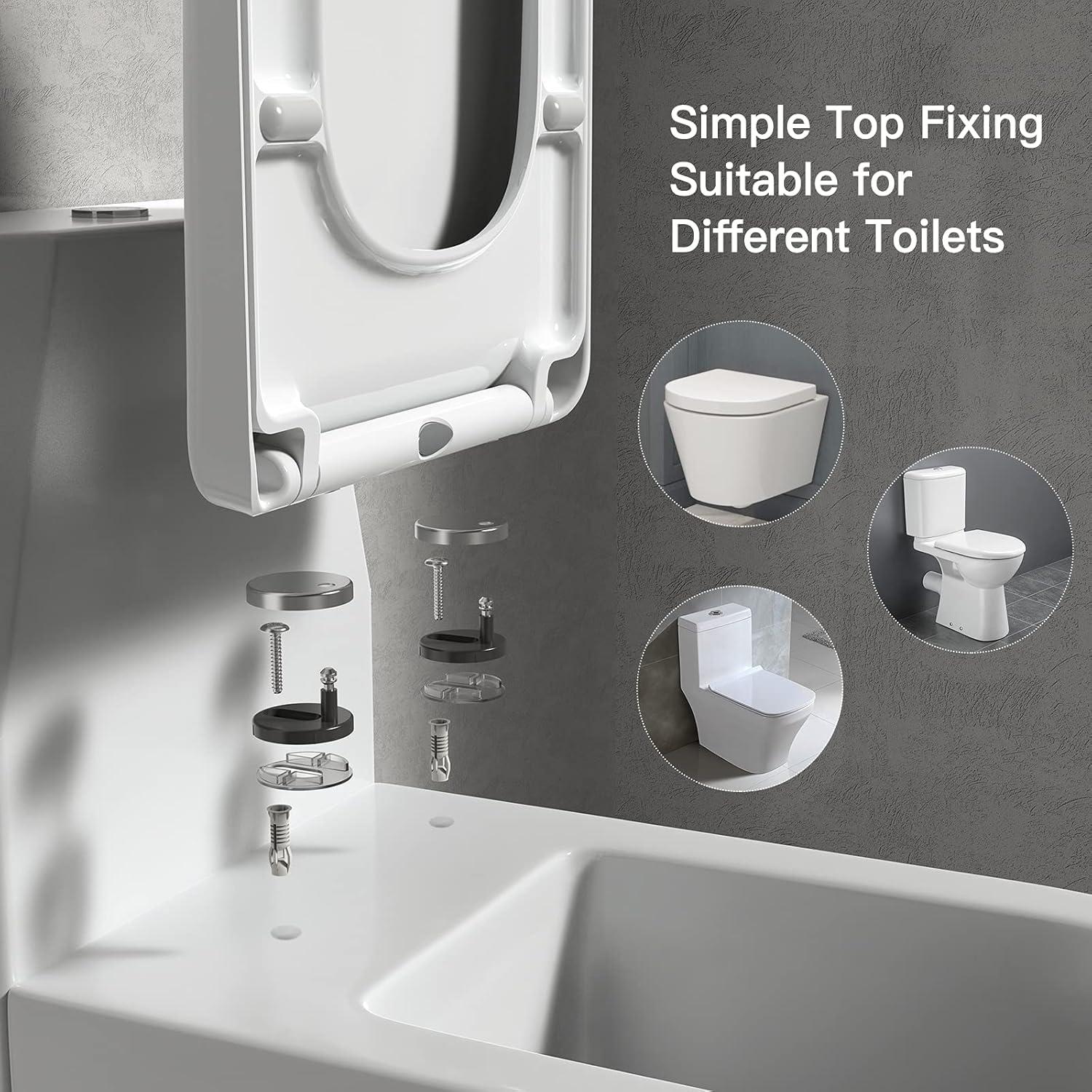 WC-Sitz mit Absenkautomatik, Duroplast, quadratisch, einfache