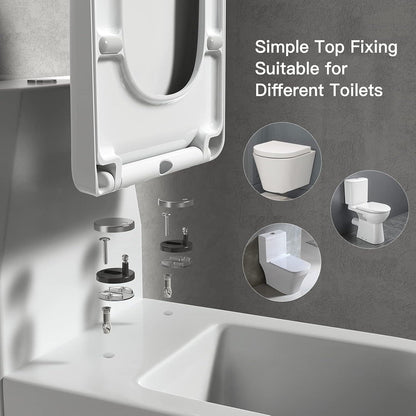 WC-Sitz mit Absenkautomatik, Duroplast, quadratisch, einfache