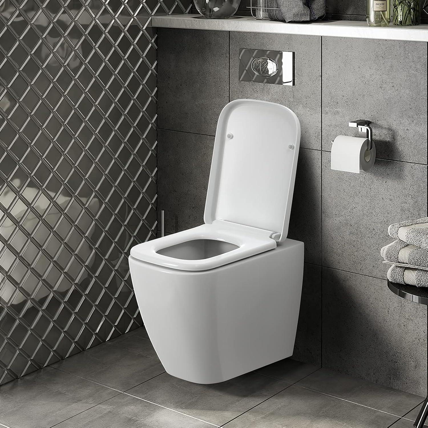 Toilettensitz mit Absenkautomatik Duroplast WC Sitz Weiß 351x461mm
