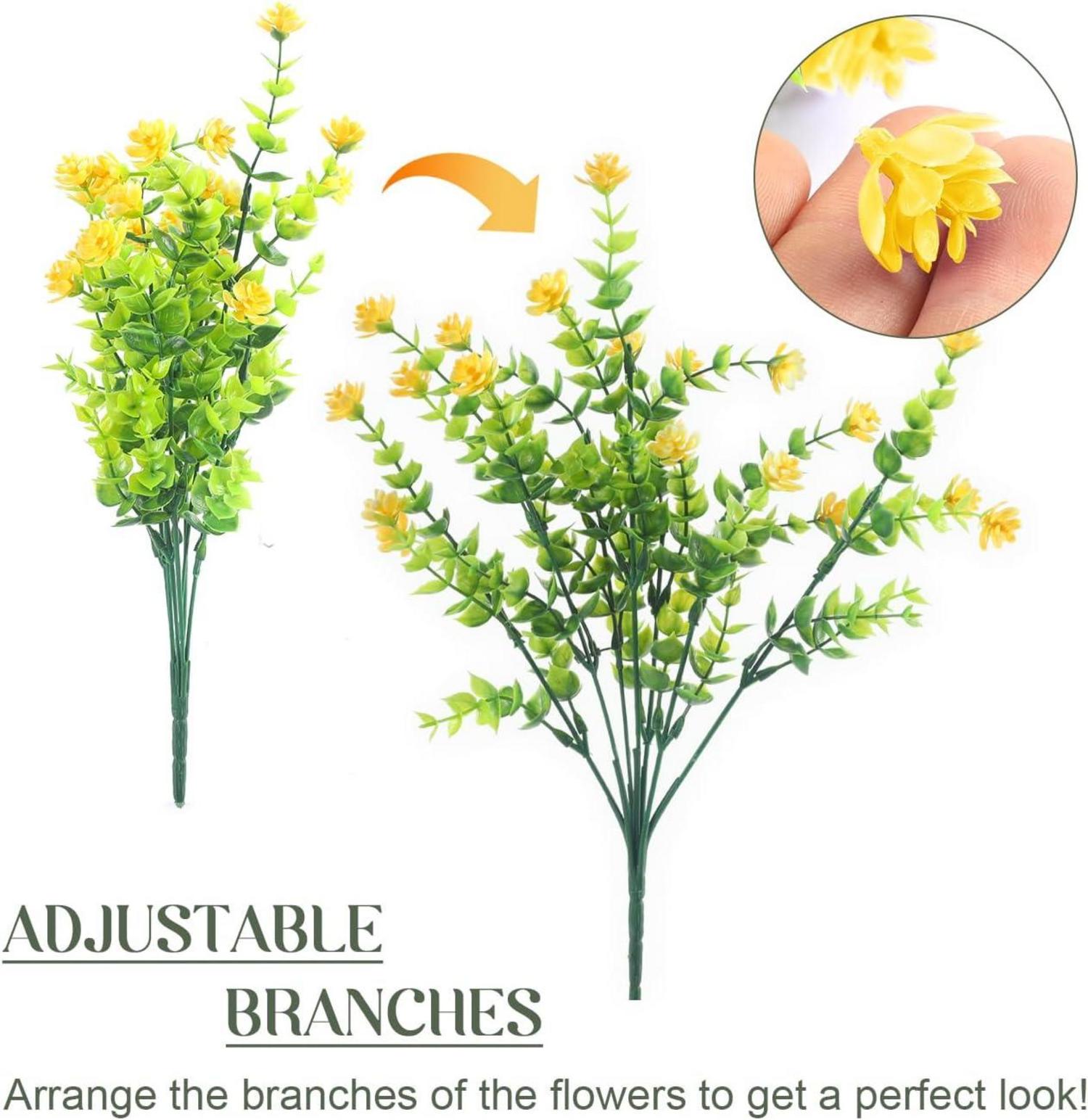 Künstliche Blumen UV-beständig 8er Set Eukalyptus Deko