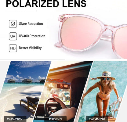 Damen Sonnenbrille Polarisiert Groß UV400 Schutz Verspiegelt Rosa