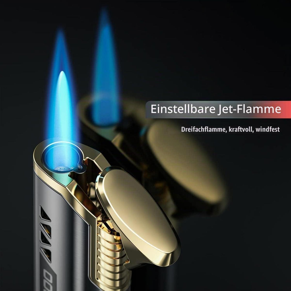 Jet Feuerzeug Schwarz – Winddicht & Nachfüllbar
