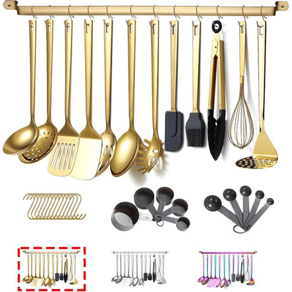 37-teiliges Küchenutensilien Set Gold Edelstahl mit Halter