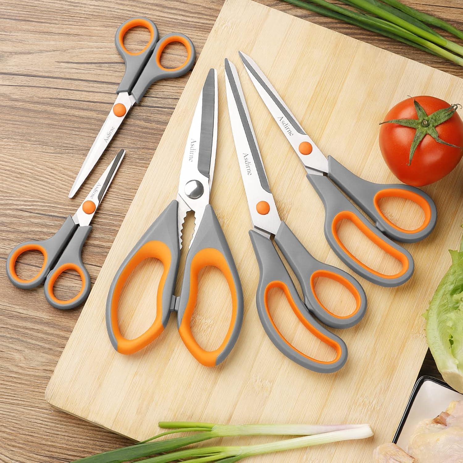 Multifunktionale Küchenschere Set 5-teilig Orange/Grau Edelstahl