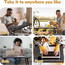 Klappbarer Laptoptisch mit Schublade und Tassenhalter