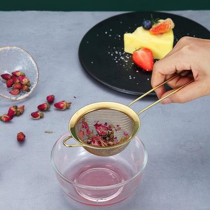 Feinmaschiges Gold-Siebset für Backen, Tee, Soßen - 3-teilig