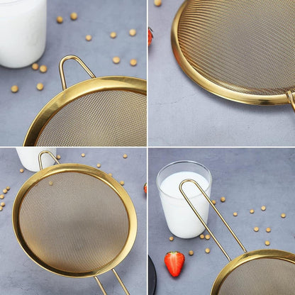 Homquen Gold Fine Mesh Sieb Set 3-teilig Edelstahl Backen Teesieb