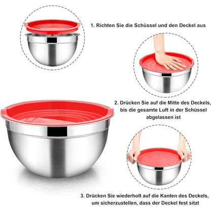 Homikit Rührschüssel-Set Edelstahl Salatschüssel mit