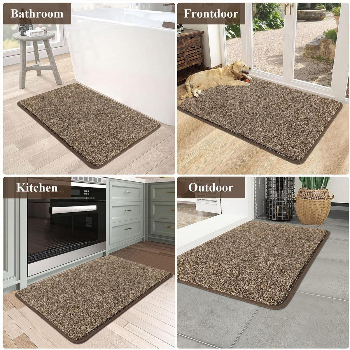 Pauwer Schmutzfänger Fußmatte rutschfeste Türvorleger waschbare Sauberlauf-Matte 80x120cm Khaki