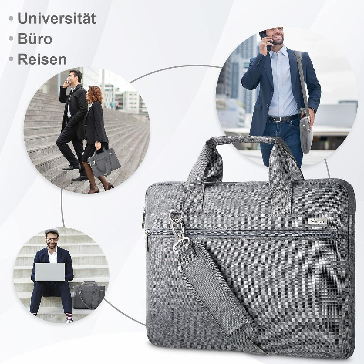 Voova Laptoptasche 360°Schutz 17,3 Zoll Wasserdicht Stoßfest Umhängetasche