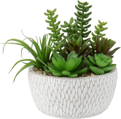 Kunstpflanze Sukkulentenarrangement Zementtopf Deko 16cm