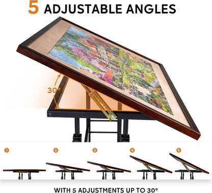 Becko Puzzle Table Board with Cover and Wheels - Adjustable Height and Tilting Angle - Holds up to 1500 Pieces