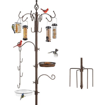 Deluxe Vogelfutterstation 225cm mit 6 Haken & Vogeltränke