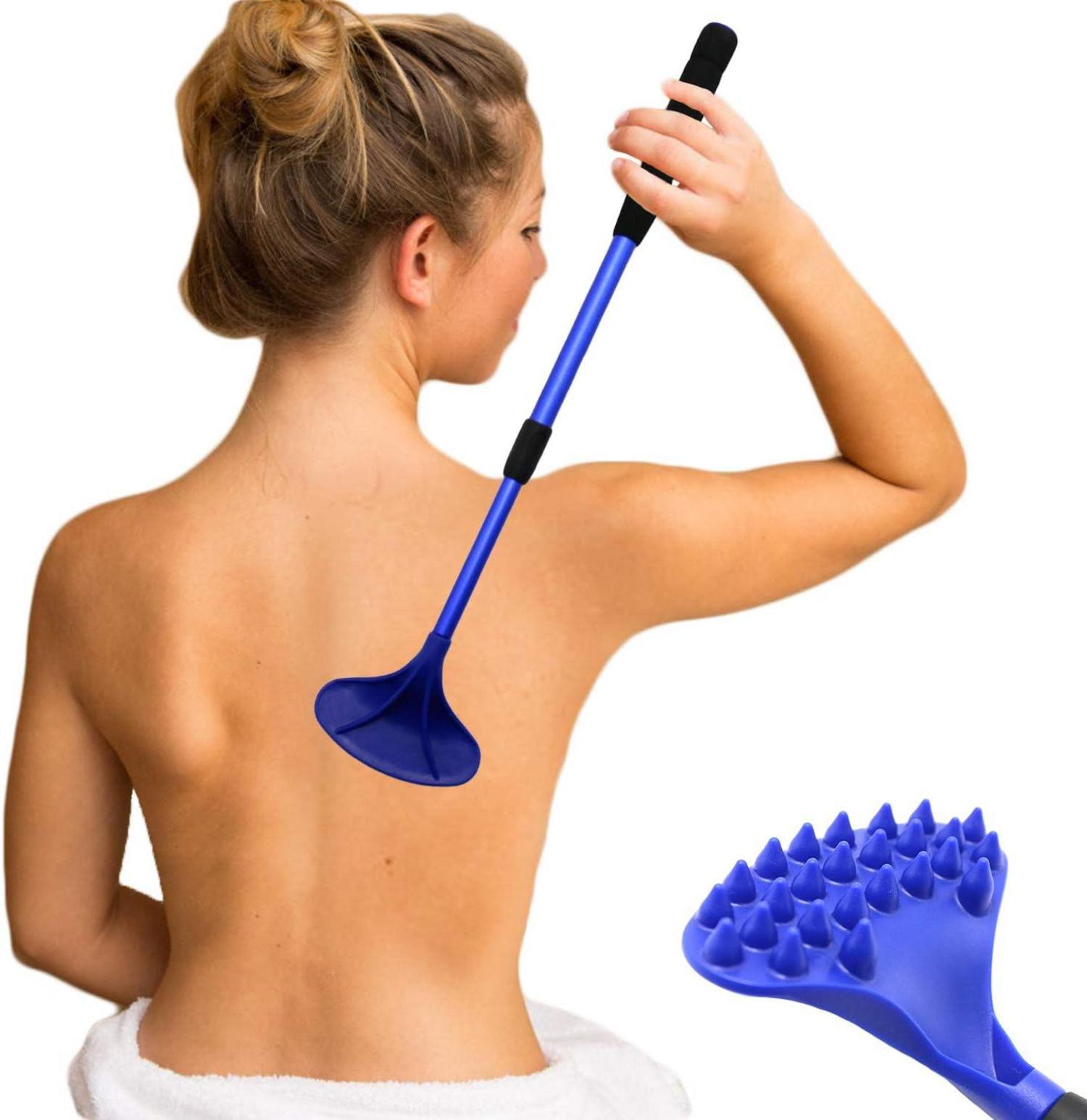 Rückenkratzer mit starkem ABS-Massagekopf 21-Zoll-Schaber - Blau