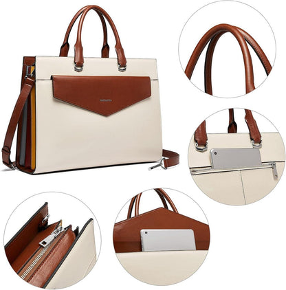 Damen Aktentasche Leder Schultertasche 15.6 Zoll Arbeit Businesstasche