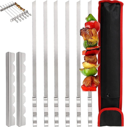 Edelstahl Grillspieße Set mit Grillgestell und Tasche