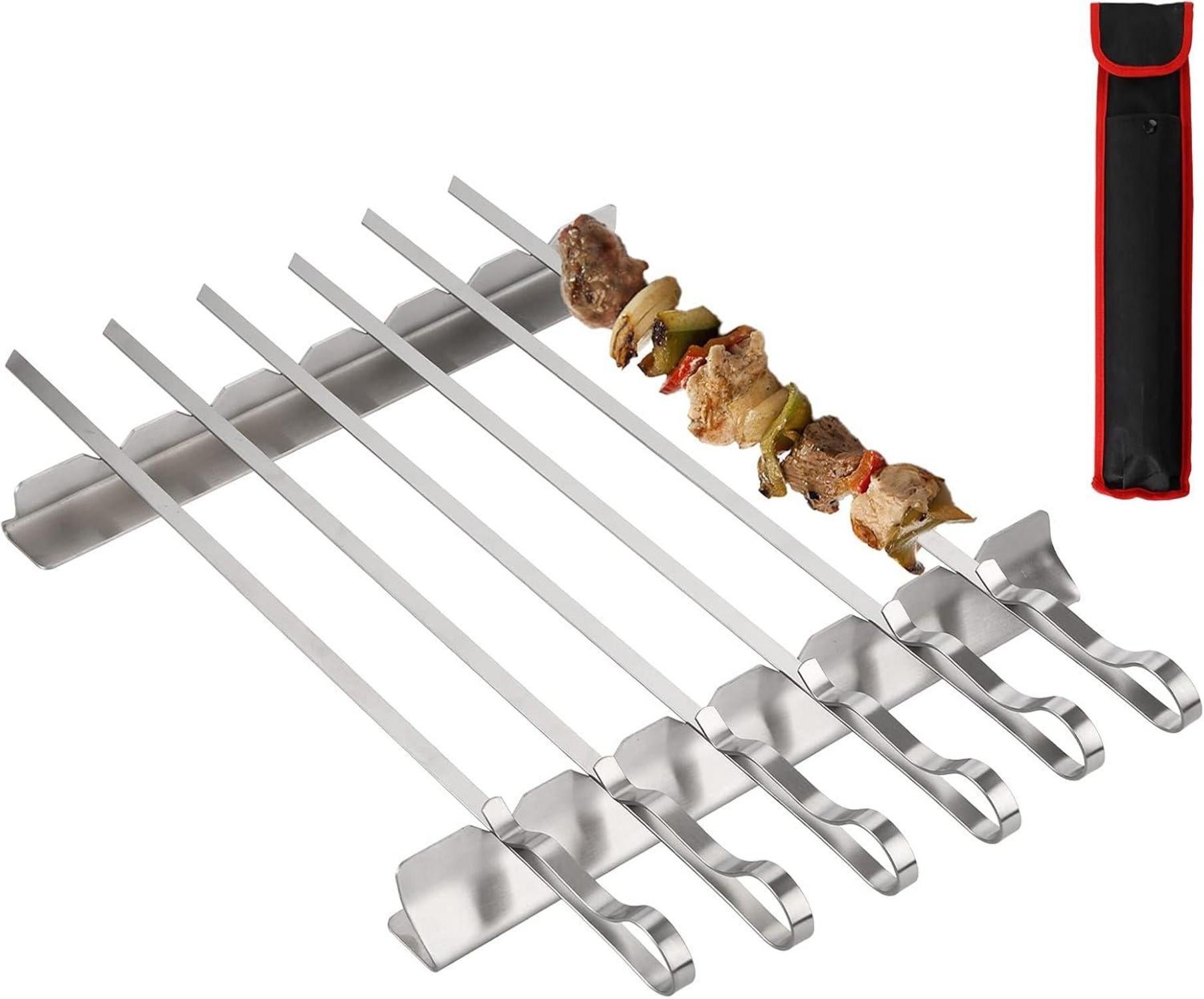 Edelstahl Grillspieße Set mit Grillgestell und Tasche