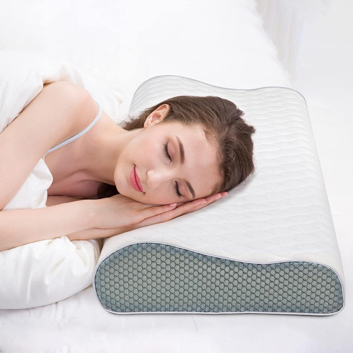 Ergonomisches Memory Foam Nackenstützkissen waschbarer Kissenbezug