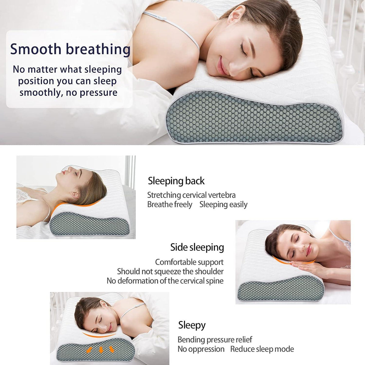 Ergonomisches Memory Foam Nackenstützkissen waschbarer Kissenbezug