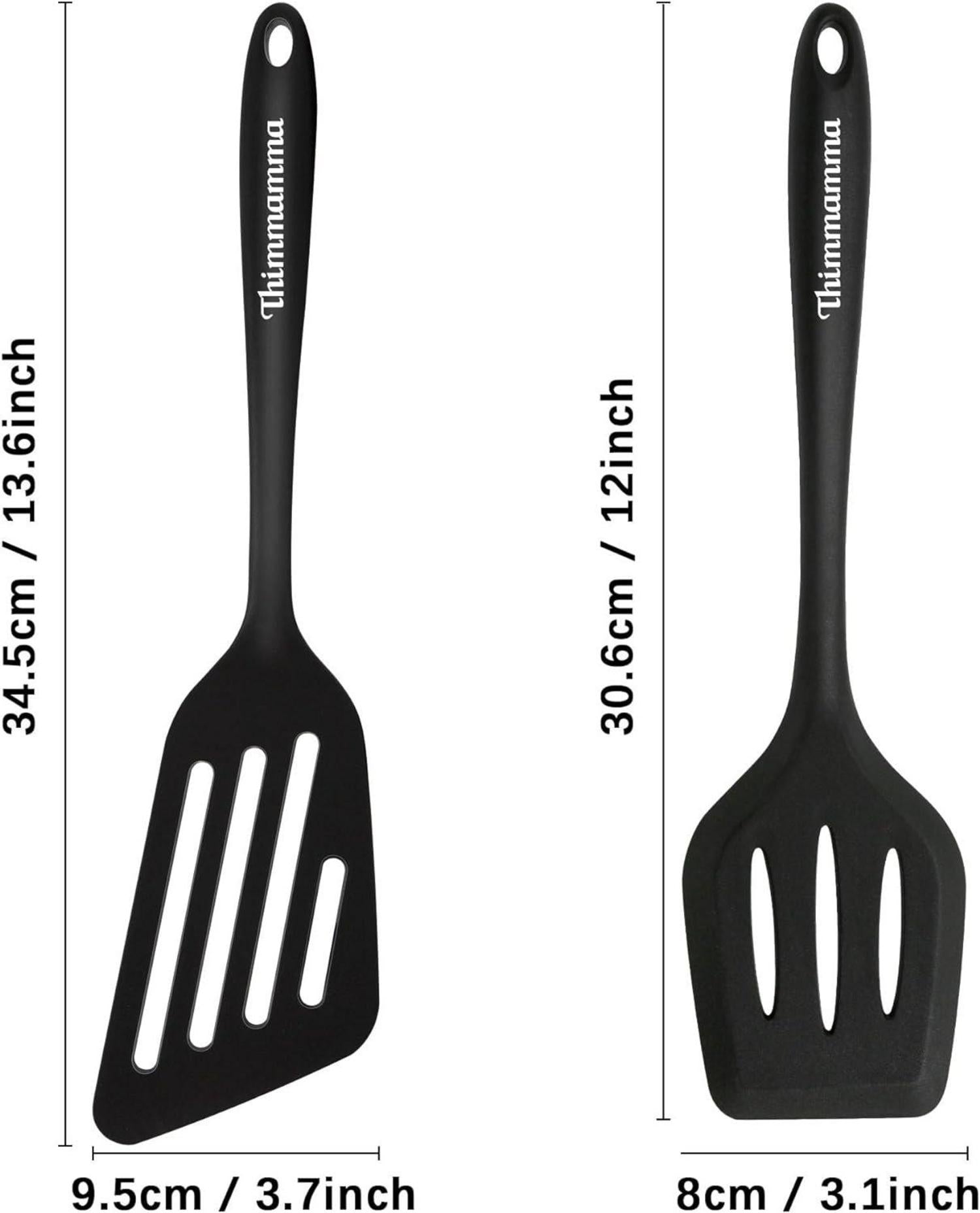 Pfannenwender Hitzebeständiger Kunststoff Spatel Set Schwarz 34cm