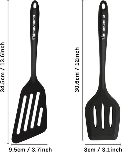 Pfannenwender Hitzebeständiger Kunststoff Spatel Set Schwarz 34cm