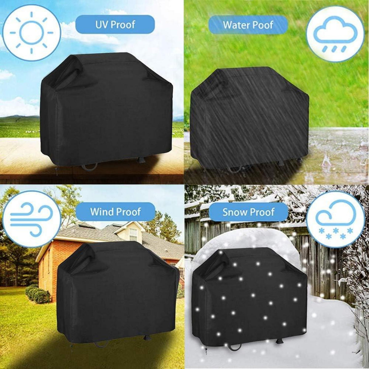 Gasgrill Abdeckung 147x61x117CM Schwarz, Wetterfest, UV-Schutz