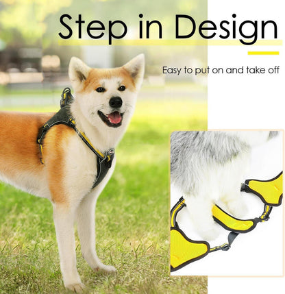 ThinkPet No-Pull Reflektierendes Step-in Hundegeschirr Gelb