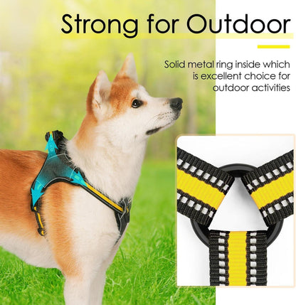 Reflektierendes No-Pull Hundegeschirr Gelb L ThinkPet