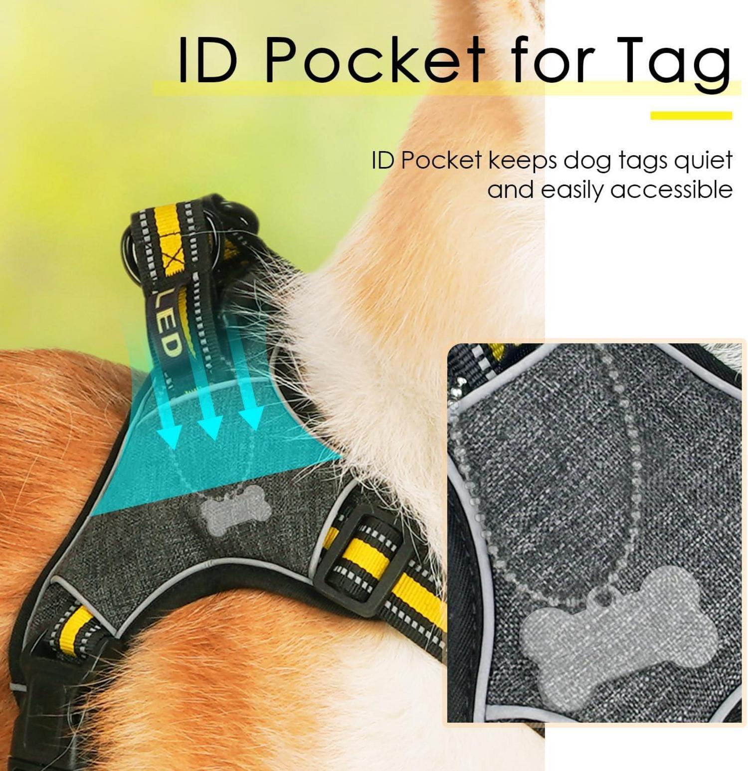 No-Pull Reflektierendes Hundegeschirr Gelb L atmungsaktiv