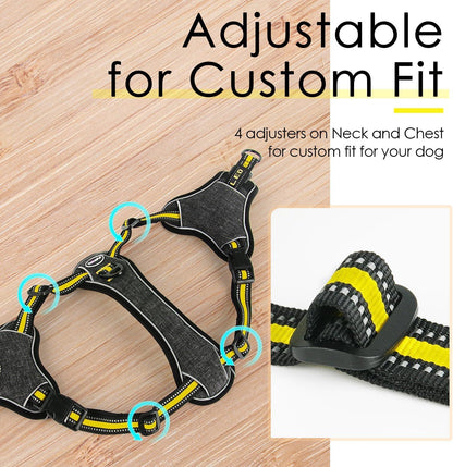 Reflektierendes No-Pull Hundegeschirr Gelb L ThinkPet