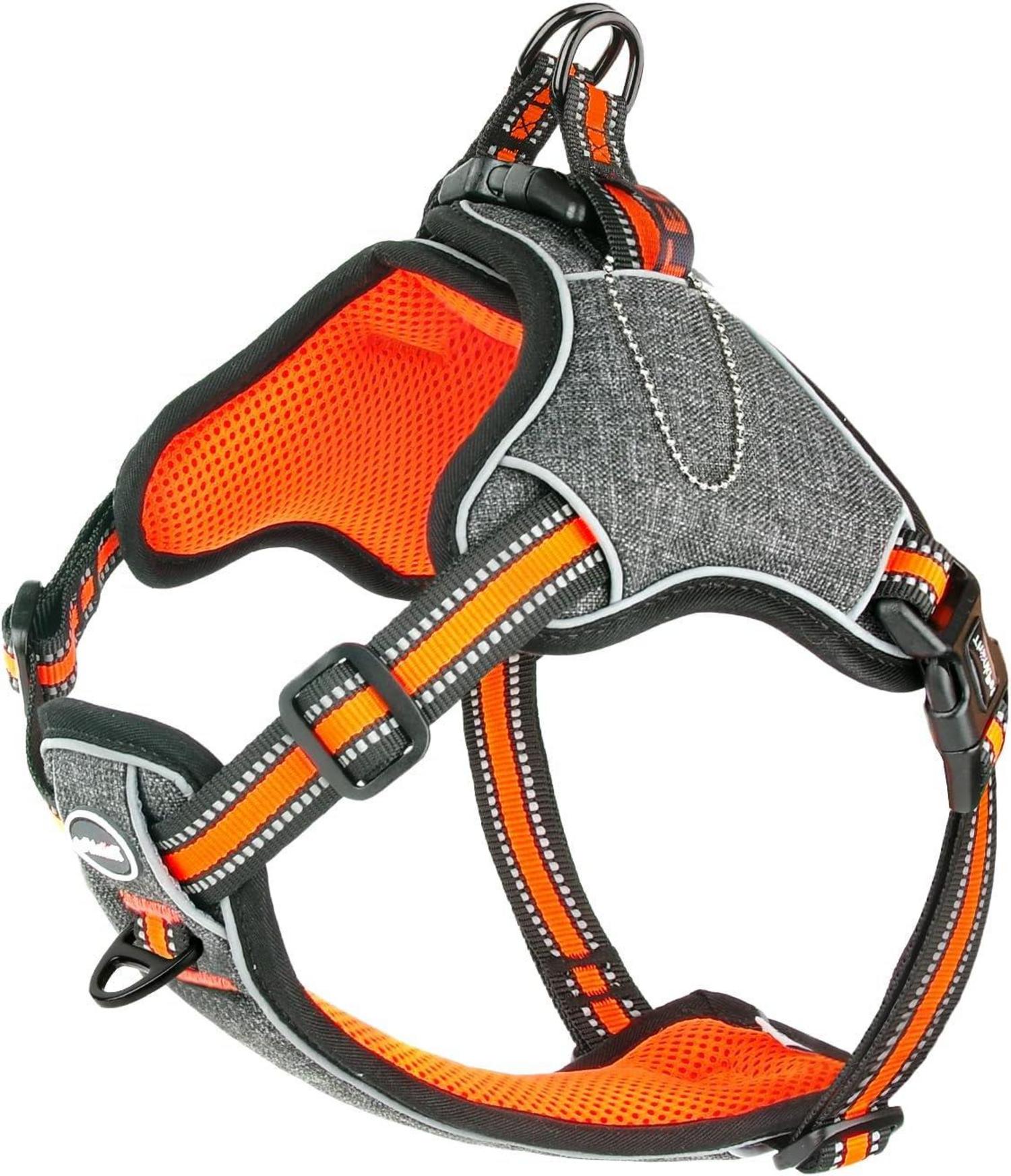 ThinkPet No-Pull Reflektierendes Step-in Hundegeschirr Orange