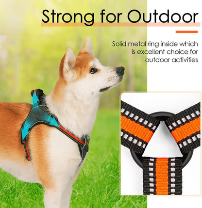 ThinkPet No-Pull Hundegeschirr Reflektierend Step-in Atmungsaktiv Orange L