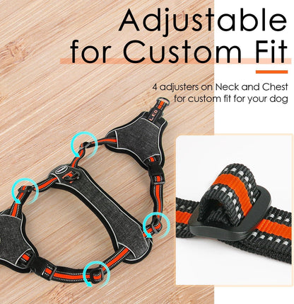 ThinkPet No-Pull Hundegeschirr Reflektierend Step-in Atmungsaktiv Orange L