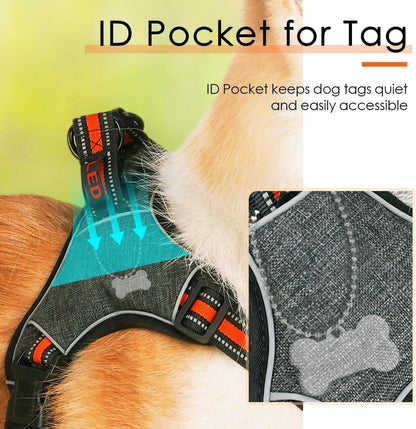 ThinkPet No-Pull Ausbruchsicheres Reflektierendes Hundegeschirr Orange S