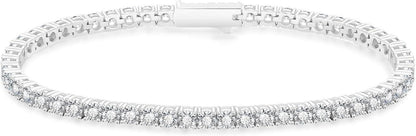 Elegantes Tennisarmband mit Zirkoniasteinen 3mm Silber 17.8cm