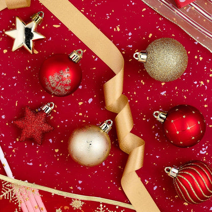 35 Stück Valery Madelyn Weihnachtskugeln 5 cm Rot Gold Kunststoff