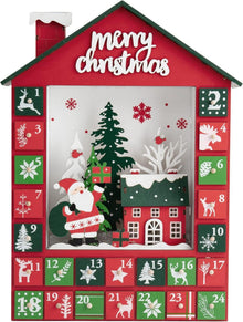 LED Holz Adventskalender Weihnachtsdeko mit Beleuchtung 40x30x7cm