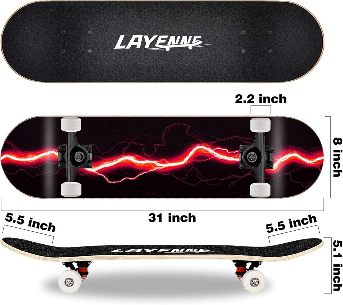Skateboard Blitz 31x8 Zoll 8-lagiges Ahornbrett Erwachsene