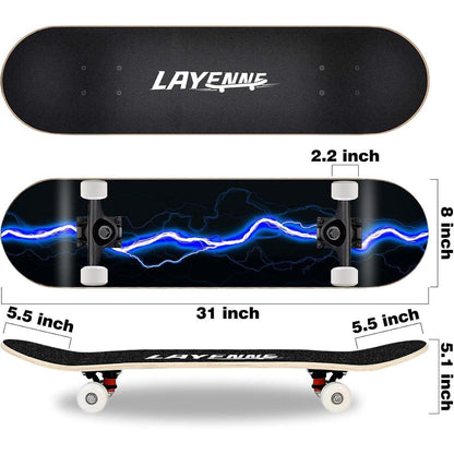 Skateboard 31x8 Zoll Blitzmuster ABEC-11 Lager Ahornbrett