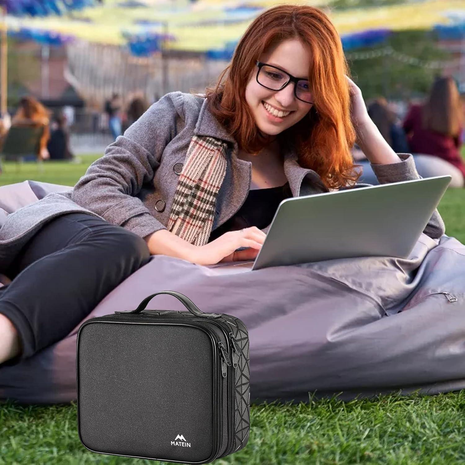 Kabel Organizer Tasche 2 Schicht Elektronik USB Powerbank Maus Schwarz