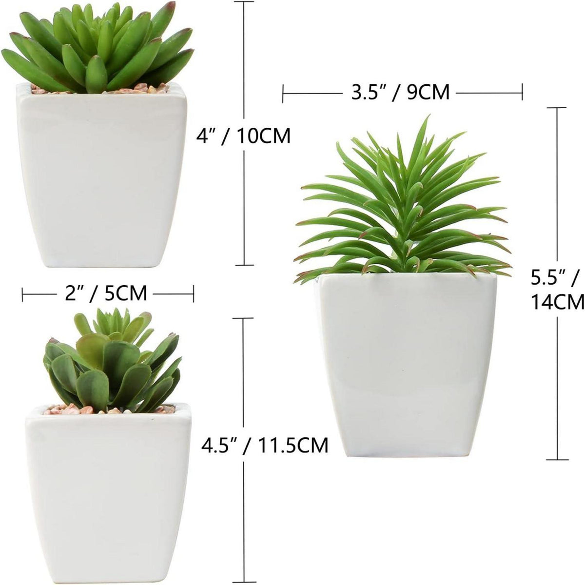 Künstliche Sukkulenten Set im Keramiktopf 10-14cm 3er Set