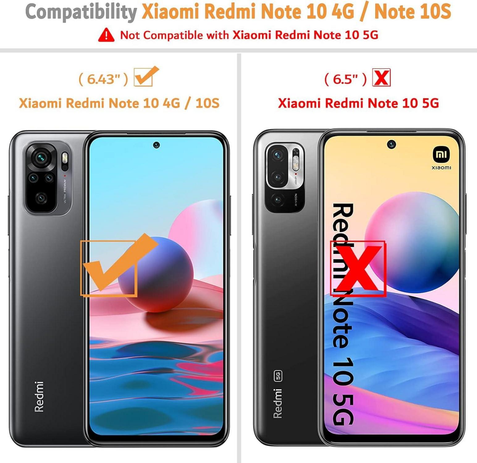 Xiaomi Redmi Note 10 4G Leder Handyhülle mit Kartenschlitzen