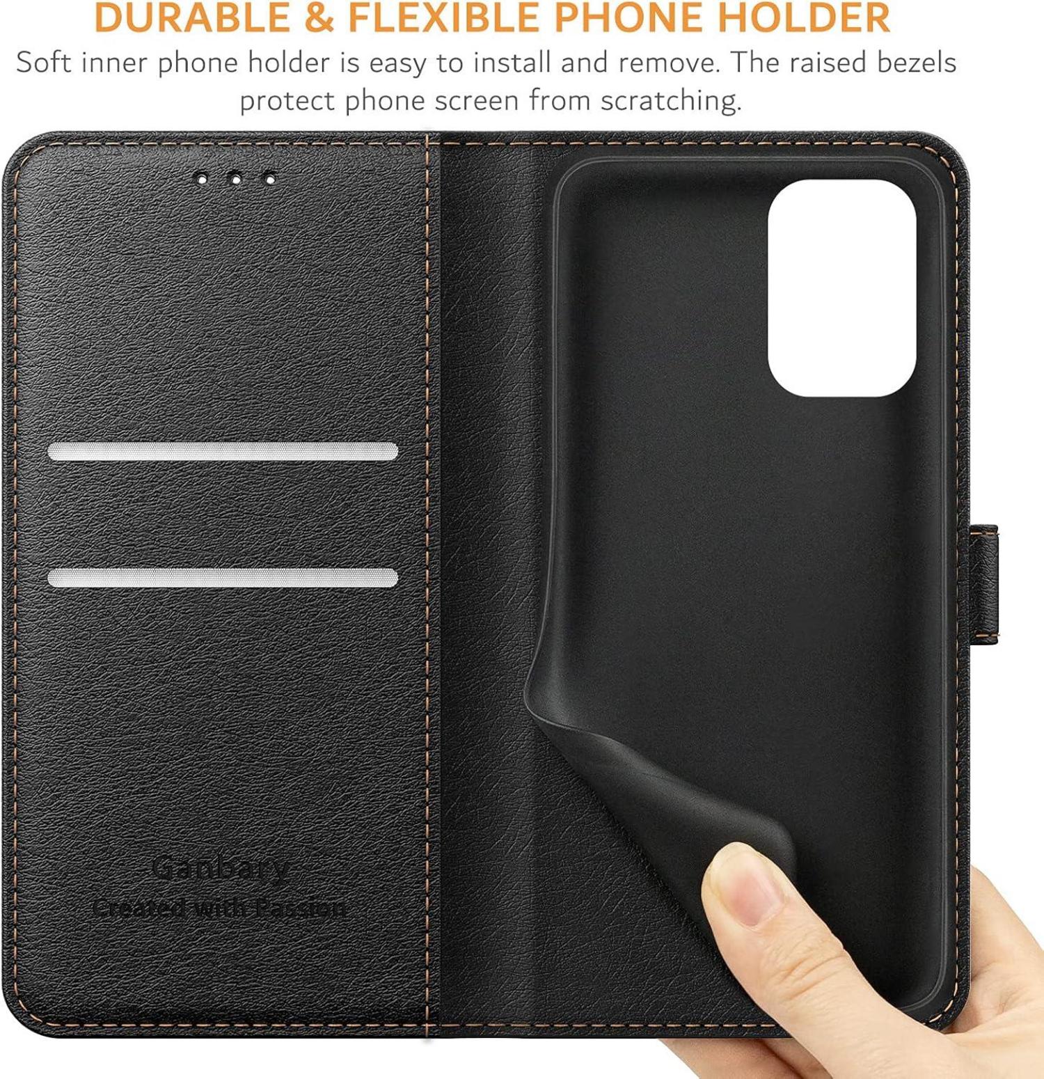 Handyhülle Xiaomi Redmi Note 10 4G Leder Flipcase Schwarz