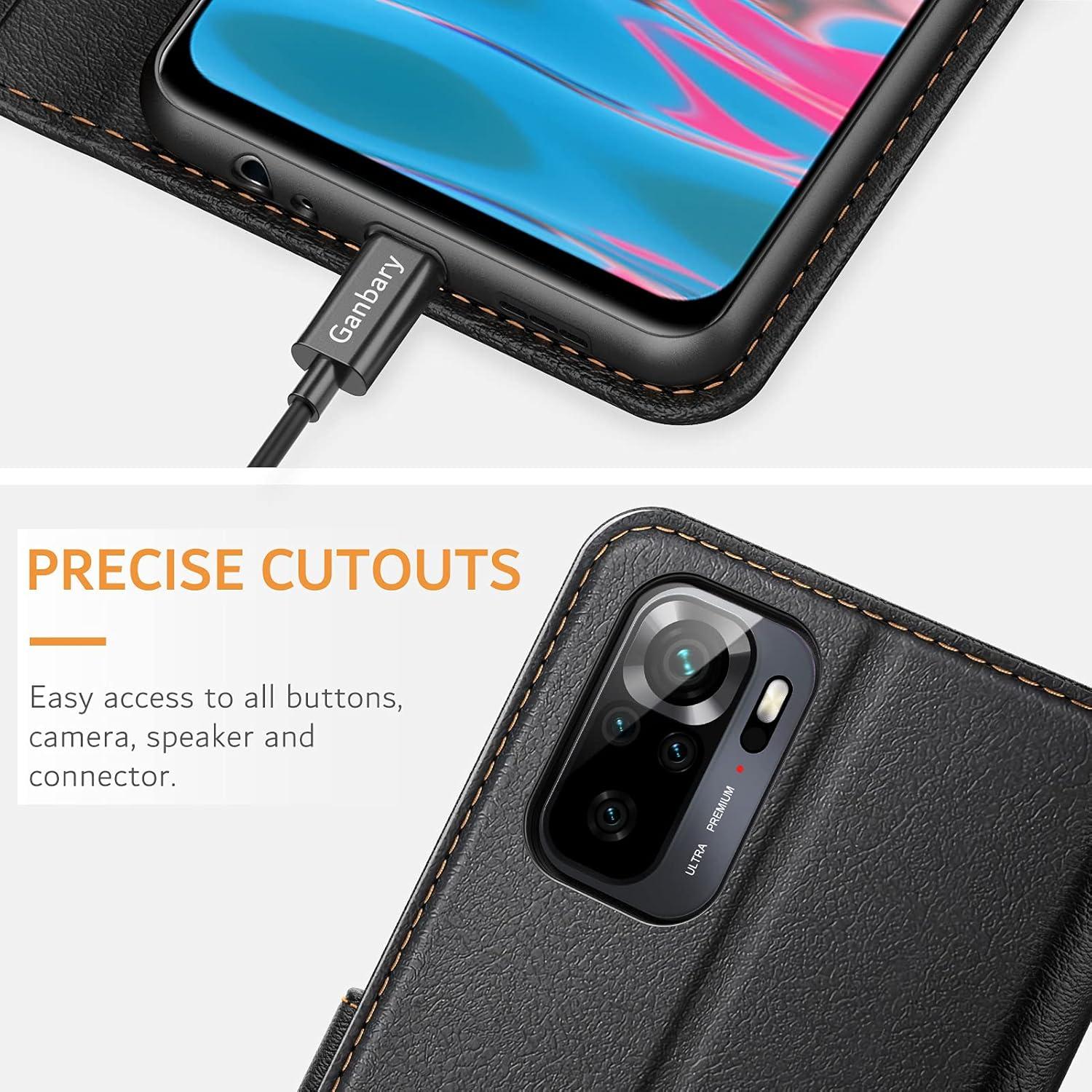 Premium Leder Handyhülle Xiaomi Redmi Note 10 4G Schwarz