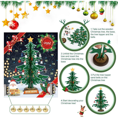 Adventskalender Weihnachtsbaum Holz DIY mit 24 Anhängern