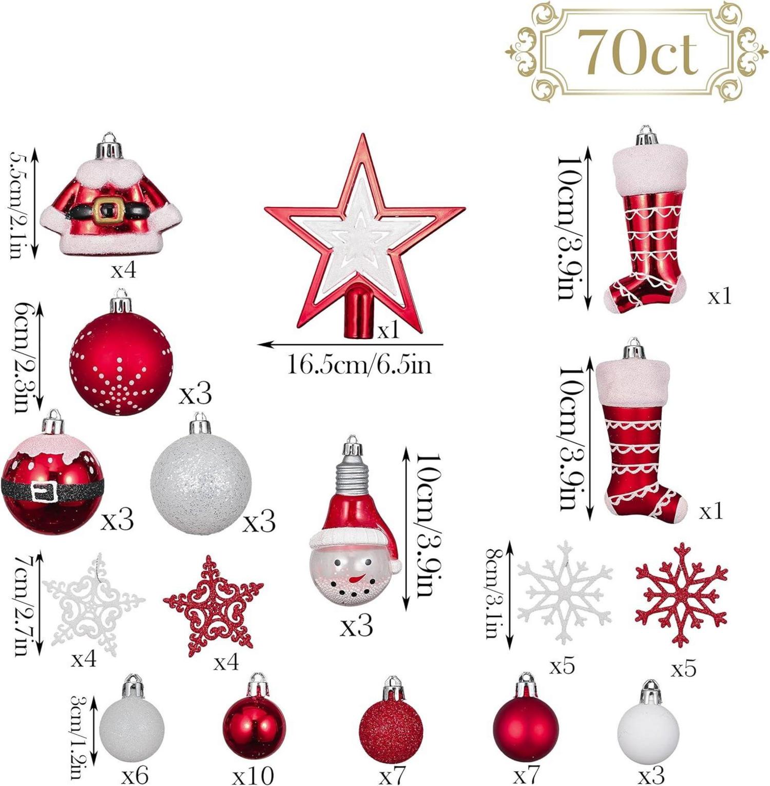 70 Weihnachtskugeln Christbaumkugeln Geschenkpaket