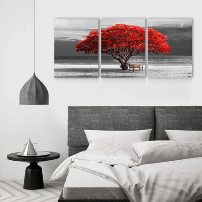 Bilder Baum Rote Bäume Natur Leinwand 3 Teilig Wandbilder Modern