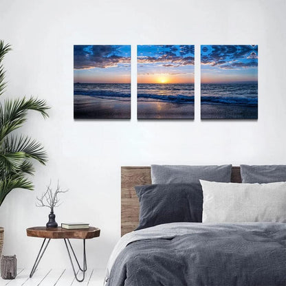 Leinwandbild Sonnenuntergang Strand Meer Landschaft Modern 40x30cm