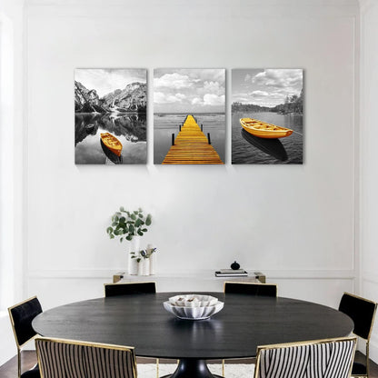 Hyidecorart Wandbild Landschaft Natur Boot 40x30cm Wohnzimmer Schlafzimmer Badezimmer