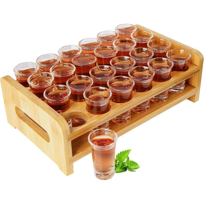 24er Set Schnapsgläser Mini mit Servierbrett Organizer